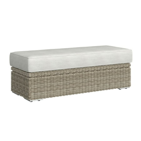 Picket House Furnishings Flora Ottoman - Natural and Olefin Beige