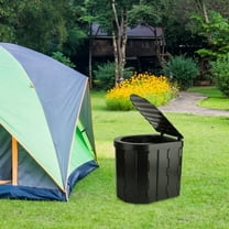 Portable Camping Toilet for Adults - Foldable Black ABS Toilet with Lid, Carry Bag & 1 Roll Garbage Bags, 330lbs Capacity