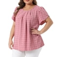 thumbnail image 2 of DARING DIVA Women's Plus Swiss Dot Crew Neck Tulip Top 4X Pink, 2 of 6