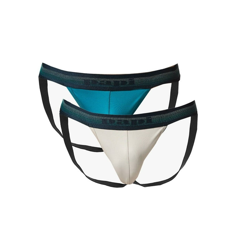 Papi Mens 3-Pack Jockstrap, Athletic Supporter, Breathable Male Workout  Underwear, Black/White/Blue, Medium