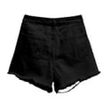 thumbnail image 4 of Durtebeua Summer Frayed Denim Shorts Frayed Raw Hem Ripped Denim Jean Shorts With Pockets Black S, 4 of 4