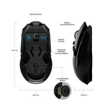 Logitech G903 LIGHTSPEED Wireless Gaming Mouse w/ HERO 25K Sensor, 140  Hour with Rechargeable Battery and LIGHTSYNC RGB. POWERPLAY Compatible, Ambidextrous, 107g 10g Optional, 25,600 DPI