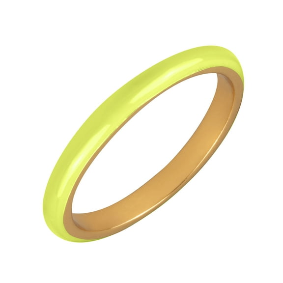 18K Yellow Gold Plated Sterling Silver Neon Yellow Enamel Stack Ring