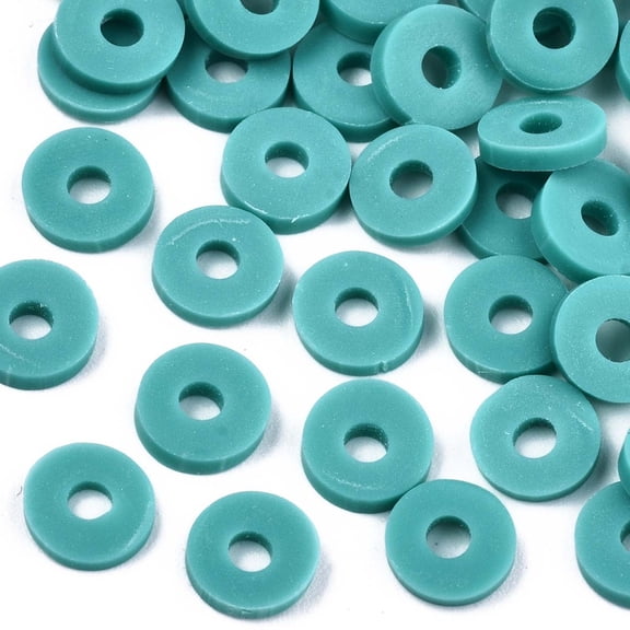 Handmade Polymer Clay Beads for DIY Jewelry Crafts Supplies Disc/Flat Round Heishi Beads Dark Turquoise 6x1mm Hole: 2mm about 1175pcs/50g