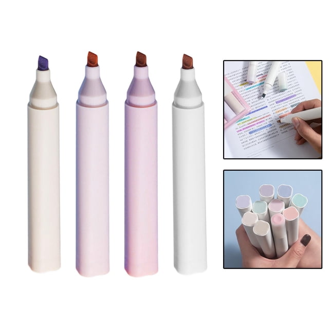 4 piezas de resaltadores, papelería oblicua, depósito de tinta grande de secado , rotuladores de 4 , fluorescentes para pintura Macarena Marcadores