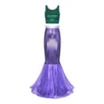 thumbnail image 3 of Sxiwei Woman Mermaid Costume 2 Piece Fish Scale Dress Long Tail Maxi Skirt Tank Top Festival Outfits Green&Purple XXL, 3 of 6