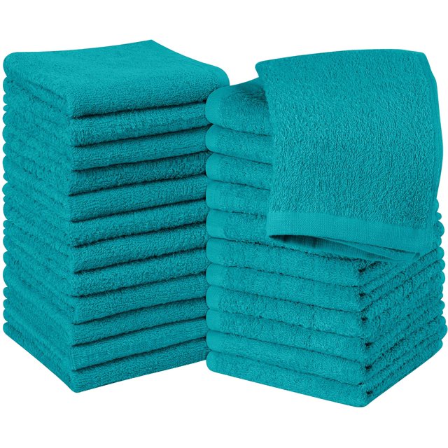 Utopia Towels Juego de paños de algodón – 100% algodón hilado en anillos, franela de primera calidad, toallas para la cara altamente absorbentes y suaves al tacto (24 unidades, color turquesa)