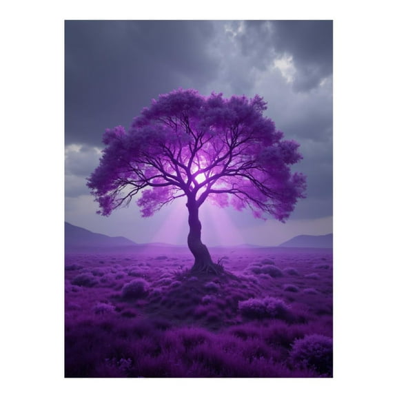 Diamond Art Kits for Adults, Purple Tree Glowing Landscape 5D Diamond Painting Kits for Adults Beginners, DIY Full Drill Diamond Painting, Gem Art and Crafts 12x16