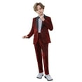 thumbnail image 6 of CUZIBR Fall Outfits Boys Formal Suits Four Piece Shirt Tuxedo Gentlemen Solid Color Jacket Shirts Trousers Bowtie Wedding Party Activist Dress Wear Clothing Sets,Wine,15-16 Years, 6 of 9