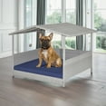 thumbnail image 2 of Demi Bonn 38" Pet Dog Bed Furniture with Provide Pet Mat, Outdoor PE Wicker Dog House for Cat and Dog with Waterproof Roof Kennel, Gray+Blue, 2 of 7