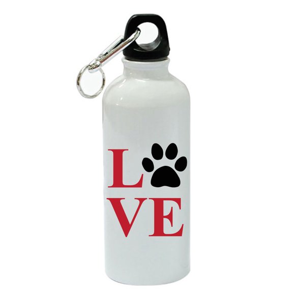Love Paw White Aluminum Sports 20 oz Water Bottle