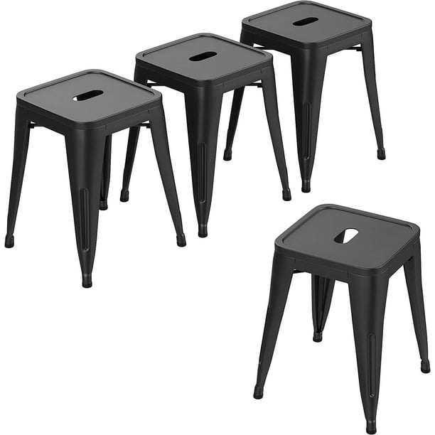 MANXING Modern Industrial Metal Stools Classroom Stools [Set of 4] Stackable for Indoor/Outdoor