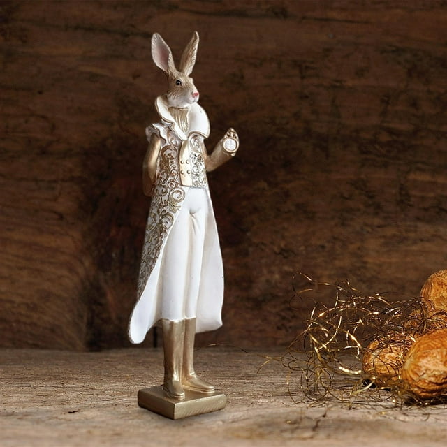 Figura de conejo de resina, adorno de escritorio, artesanía, encantadora estatua de conejo, decoración de mesa de Pascua para oficina, el hogar, Conejo macho