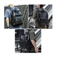 thumbnail image 5 of Leather Backpack for Men Black Large Rucksack Waterproof for Daypack Leather shoulder bag 13-15.6 inch laptop computer bag for men and women business travel retro large capacity backpacks, 5 of 7