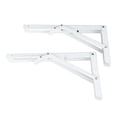 thumbnail image 4 of 2 piezas de soporte de estante plegable de 2 bisagras de hierro triangular grueso para ahorrar espacio blanco, 4 of 9