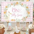 thumbnail image 2 of Pink One Silly Goose Cute Backdrop Silly Goose 1st Birthday Decorations for Boy Green Gingham 1st Birthday Party Banner Cute Cartoon Birthday Party Supplies, 2 of 4