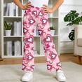 thumbnail image 2 of shoper Girls Flare Leggings Size 5-14 Heart Printing Soft Bell Bottom Pants High Waist Yoga Pants for Kids Pink, 2 of 4