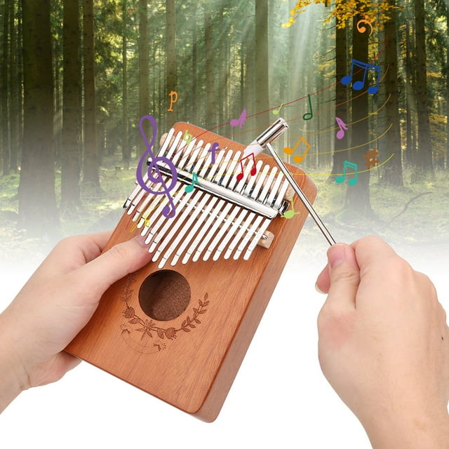 17 Key Kalimba Thumb Piano Mahogany with Laser Engraved Musical Notes, Beginner Music Instrument for Beginner Music Instrument LTK17S