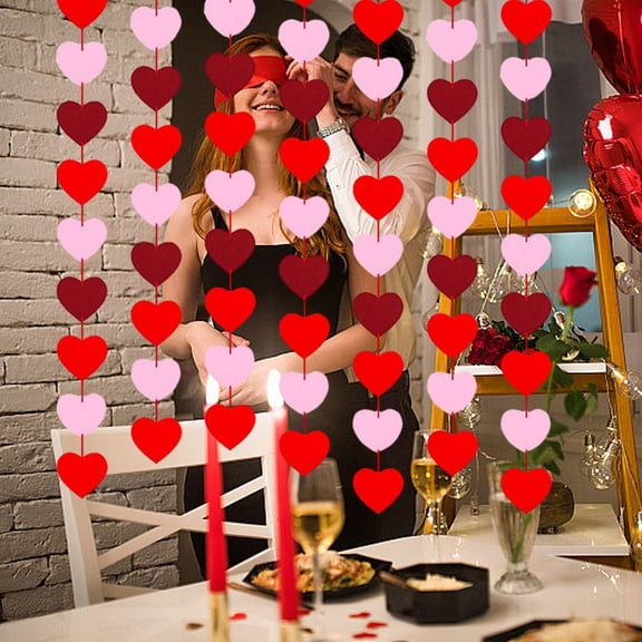 Valentine's Day Felt Heart Banner 6Pack Valentine's Day Garland Banner Valentines Day Heart Decorations Hanging Felt Love Flag Garland Heart Decorations for Wedding Party Home Wall Decorations