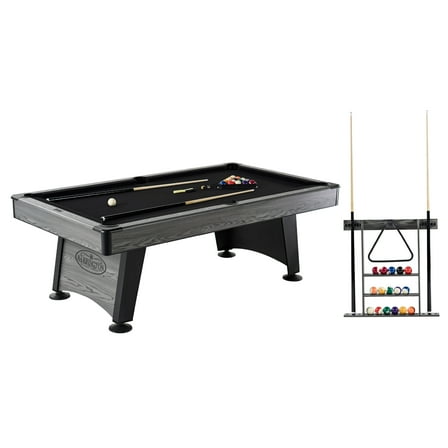 Barrington Billiards Blackstone 7.5 Ft Pool Table with Black Velvet Cloth, Cue Rack, Balls, Cue Sticks for Family Game Room