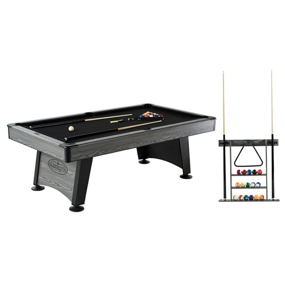 Barrington Billiards Blackstone 7.5 Ft Pool Table with Black Velvet Cloth, Cue Rack, Balls, Cue Sticks for Family Game Room