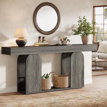 Tribesigns Farmhouse Wood Console Table 70.9-Inch Entryway Accent Table with U-Shaped Base