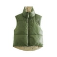 thumbnail image 3 of Komoo Women Cotton Padded Vest Ladies Sleeveless Crop Vest Puffer Button Down Short Top Gilet, 3 of 7