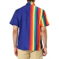 thumbnail image 3 of MODA NOVA Big & Tall Men's Summer Hawaiian Stripe Patchwork Button Down Shirt Rainbow Blue XLT, 3 of 6