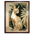 thumbnail image 1 of Oriental Shorthair Cat Botanical Pattern Fur and Plants Modern Art Nouveau Watercolour Illustration Art Print Framed Poster Wall Decor 12x16 inch, 1 of 5