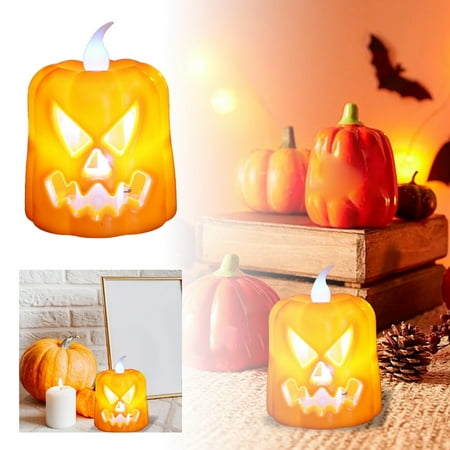 

Head Bust Pumpkin Electronic Candle Decoration Prop Portable Candlestick Night Light Festival Atmosphere Ornament