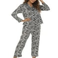 thumbnail image 3 of Women‘s Pajama Set Print Long Sleeve Button Down Tops + Pants 2-Piece Sleepwear Loungewear, 3 of 5