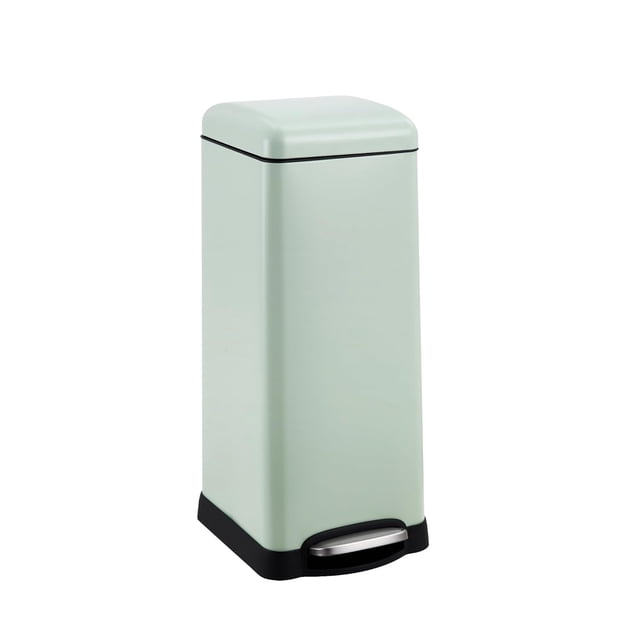 8-Gallon Step-Open Trash Can with Soft-Close Lid, Modern Minimalistic Design, Removable Inner Bucket, Durable Stainless Steel, Rust Resistant, Heavy Duty, Recyclable, Green