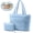 Blue, variant on Puffer Tote Bag for Women, Large Capacity Lightweight Quilted Shoulder Bag, Waterproof Handbag for Work, Travel, Gym, Purple