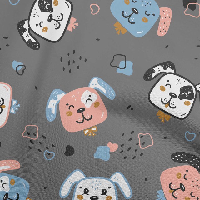 oneOone Rayon Gray Fabric Kawai Craft Projects Decor Fabric Printed By The Yard 56 Inch Wide-3U