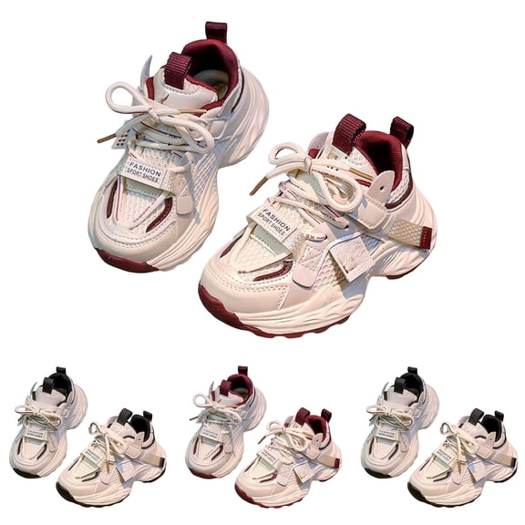 Dakaela Baby Boys Girls Chunky Sneakers Breathable Casual Platform Sports Shoes Lace up Outdoor Running Walking Tennis Shoes Black 9