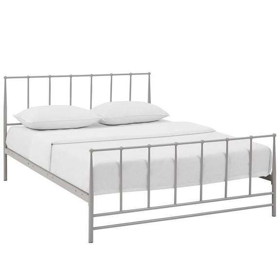 Modway Estate Modern Sturdy Powder Coated Steel King Bed in Gray