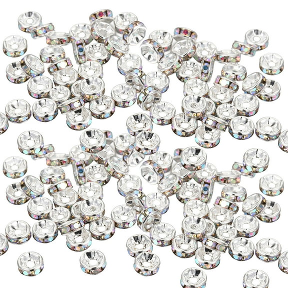 100PCS Rhinestones Spacer Beads Artistic Jewelry Part Loose Beads for Jewelry Making Including Bracelets and Necklaces