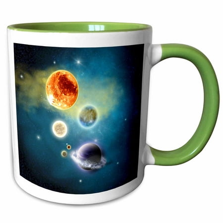 

3dRose New Solar System has been transformed a space scenario - Two Tone Green Mug 11-ounce