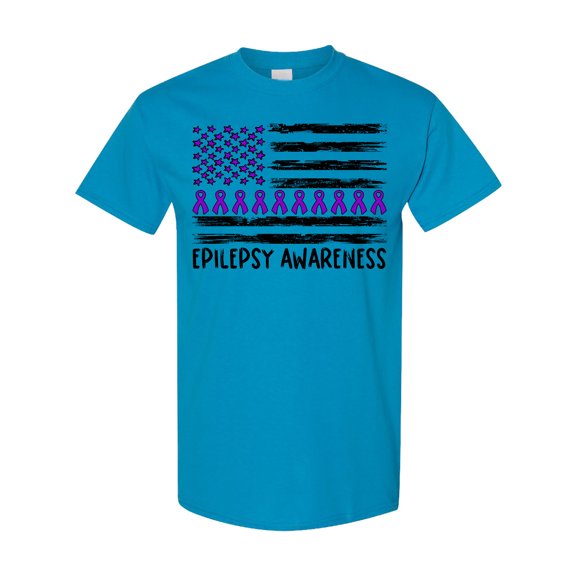 Inktastic Epilepsy Awareness Purple Ribbons and Flag T-Shirt