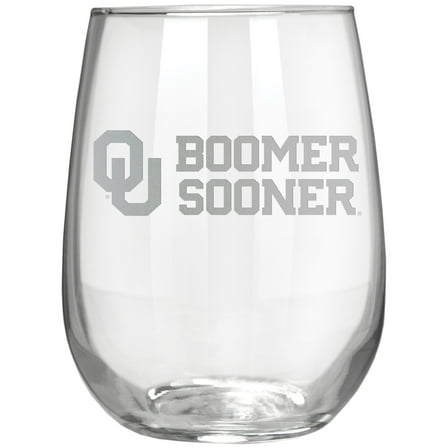 Oklahoma Sooners Etched 17oz. Rally Cry Stemless Wine Glass