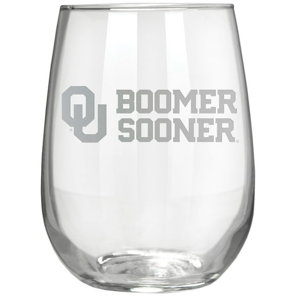 Oklahoma Sooners Etched 17oz. Rally Cry Stemless Wine Glass