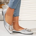 thumbnail image 5 of Miluxas Women's Flats, Foldable Ballet Flats for Women, Fashion Buckle Pionted Toe Comfort Light Weight Slip-On Dress Shoes Silver 9.5(43), 5 of 9