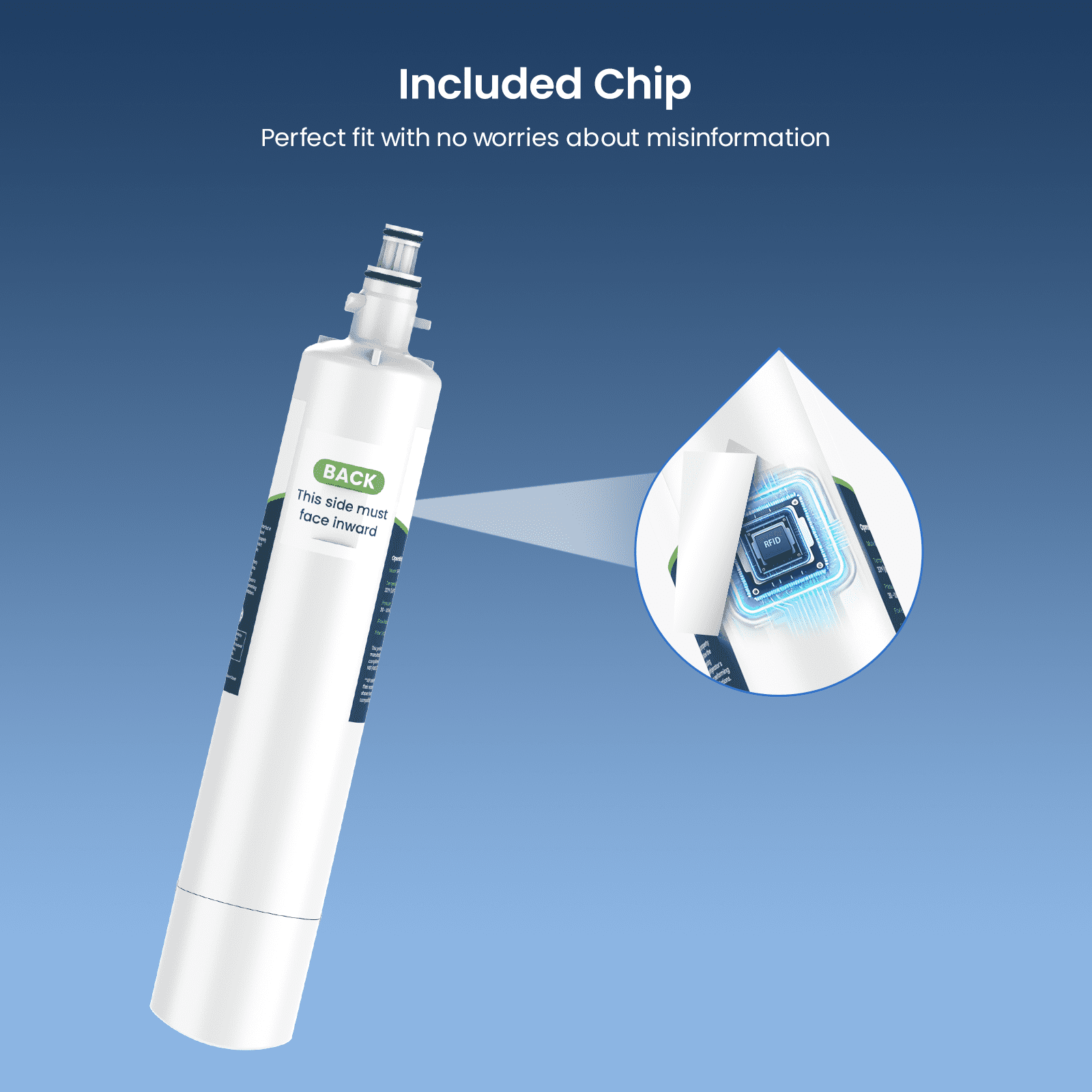 GLACIER FRESH RPWFE Refrigerator Water Filter, NSF/ANSI 53 & 372 Certified, Replacement for RPWF (Built-in CHIP), Compatible with GFE28GELDS, GFE28GYNFS, PFE28KELDS, PFE28KYNFS, GFD28GELDS, 4 Pack