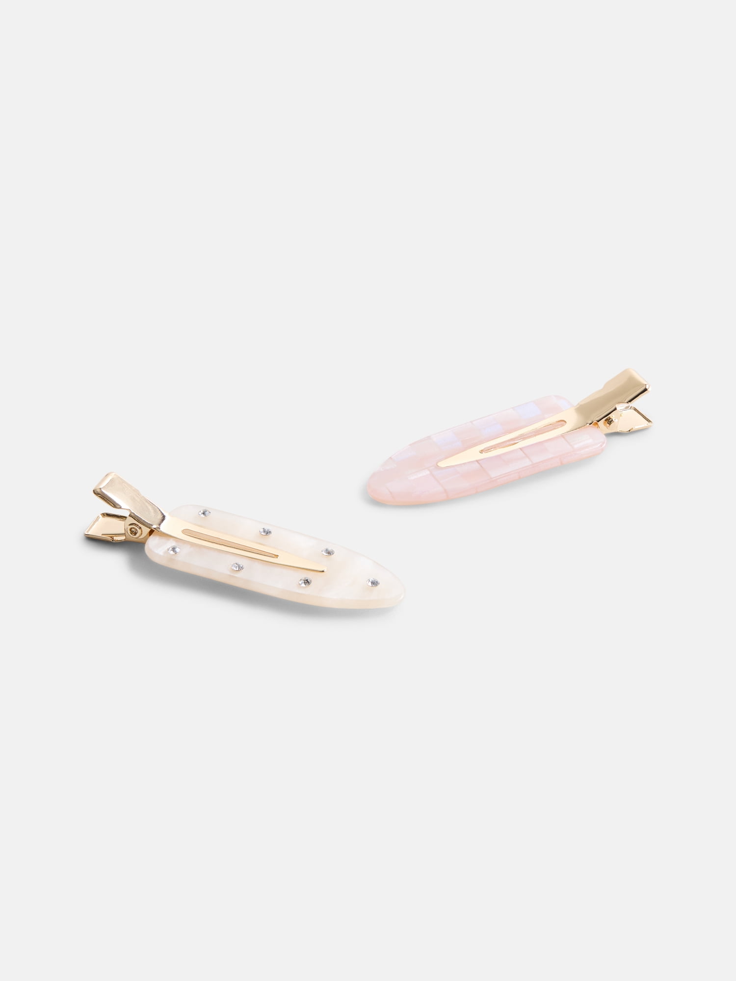 No Boundaries Women's Embellished Creaseless Hair Clip Set, 4-Pack, Ivory/Blush