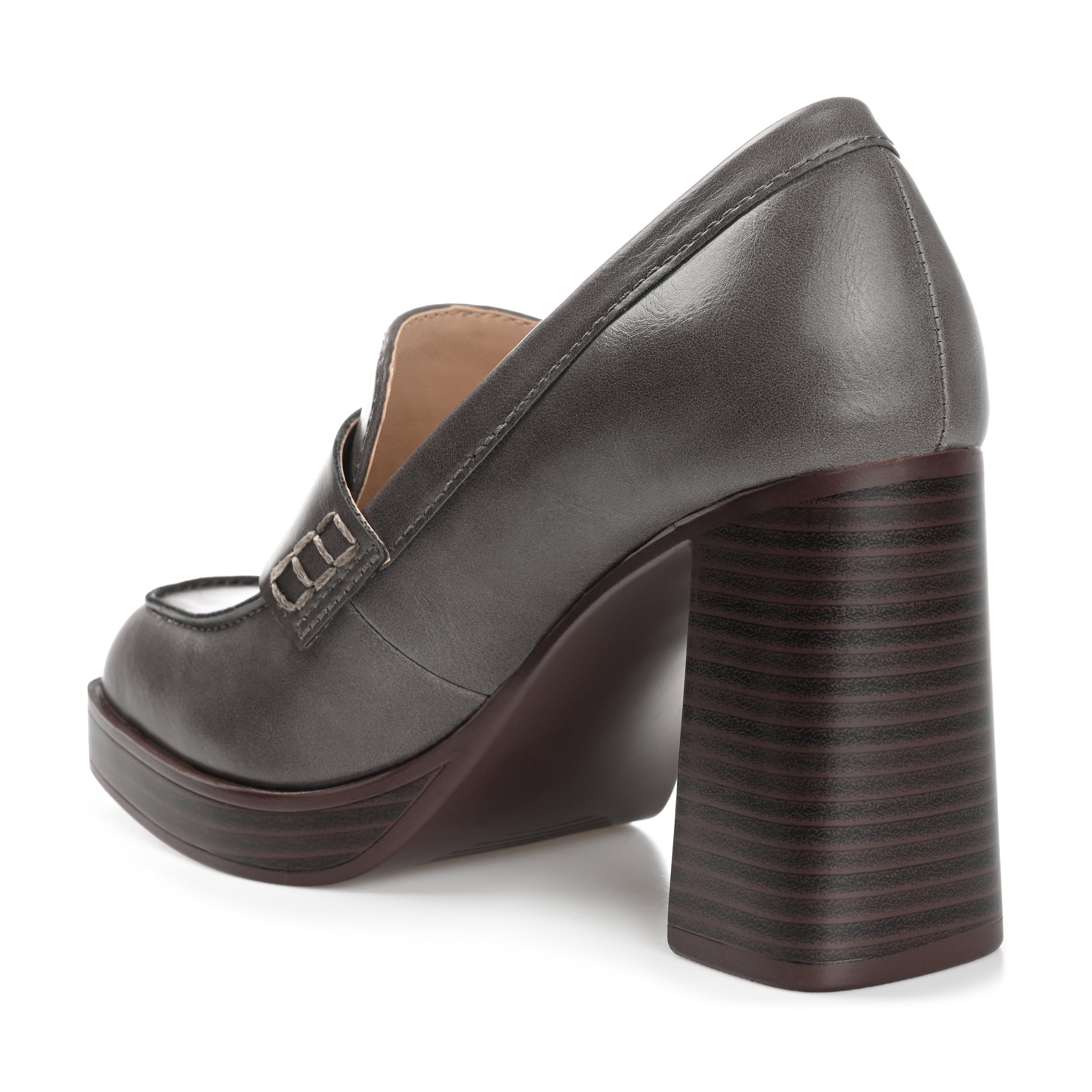 Journee Womens Ezzey Loafer Mid Stacked Heel Square Toe Pumps, Widths Available