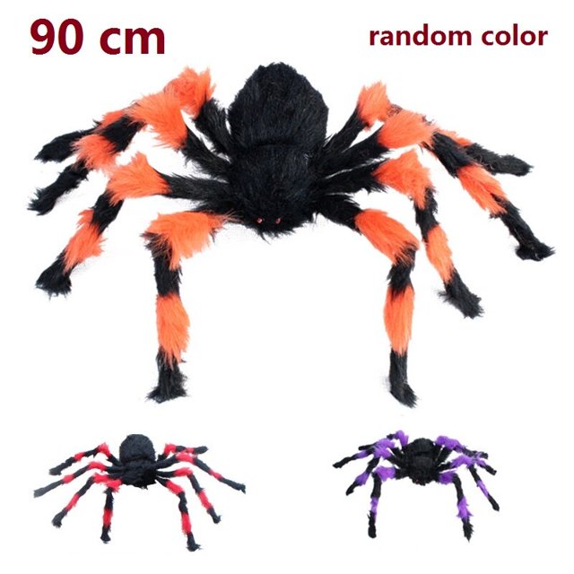 Araña gigante aterradora negra, telaraña gigante, accesorios de decoración de Halloween, Casa Encantada, vacaciones al aire libre, 150/200cm