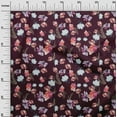 thumbnail image 2 of oneOone Viscose Jersey Wine Fabric Flower & Leaves Watercolor Dress Material Fabric Print Fabric By The Yard 60 Inch Wide, 2 of 5