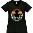 thumbnail image 3 of Inktastic Octopus Retro Vintage Sunset Women's Plus Size V-Neck T-Shirt, 3 of 5