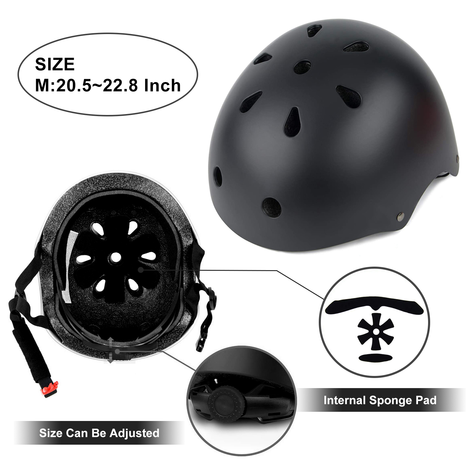 Tripumer Youth Bike Helmet, Black, Ages 9-15 photo 2