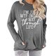 thumbnail image 4 of Jersey de cuello redondo para mujer, jersey de manga larga transpirable con patrón de alfabeto, Tops para mujer con bolsillo para uso diario, gris claro XXL, 4 of 6